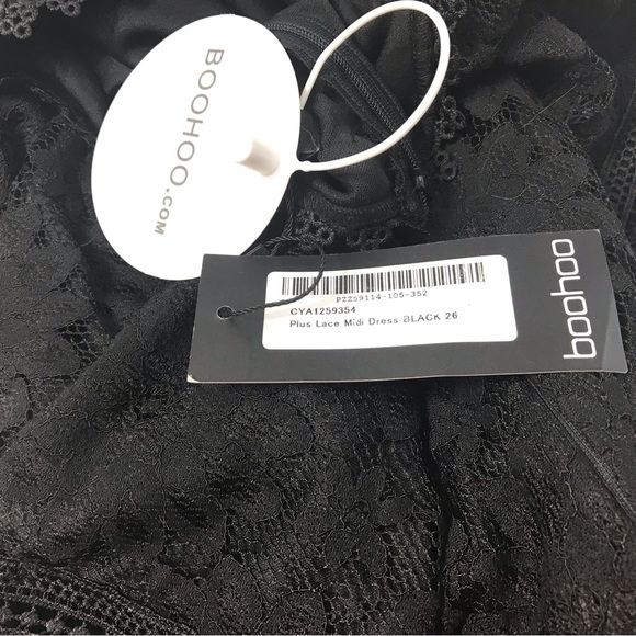 Boohoo Plus Lace Midi Dress US Size 22 Black Longsleeve Women Occasion Party New - Picture 5 of 13